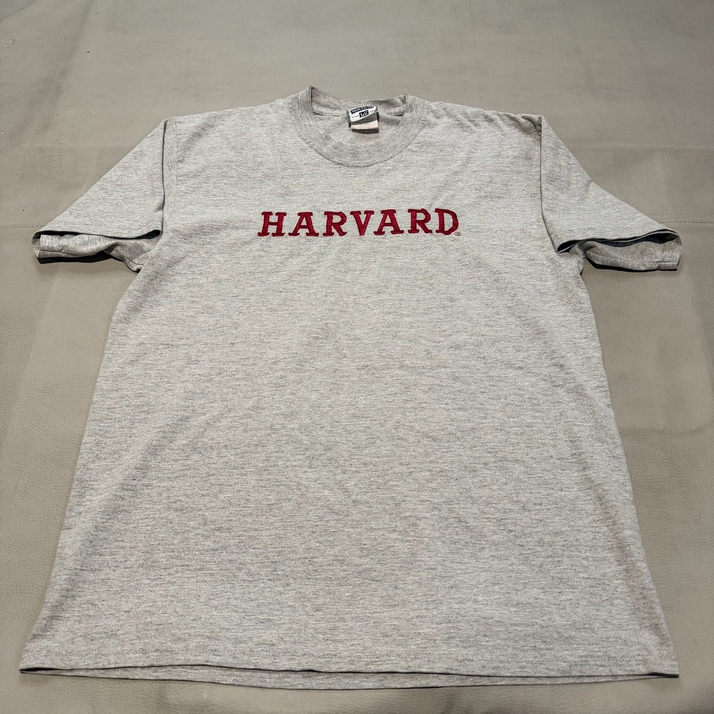 VTG Y2K Lee Harvard University T Shirt Men Gray College Minimal Ivy League-M6990
